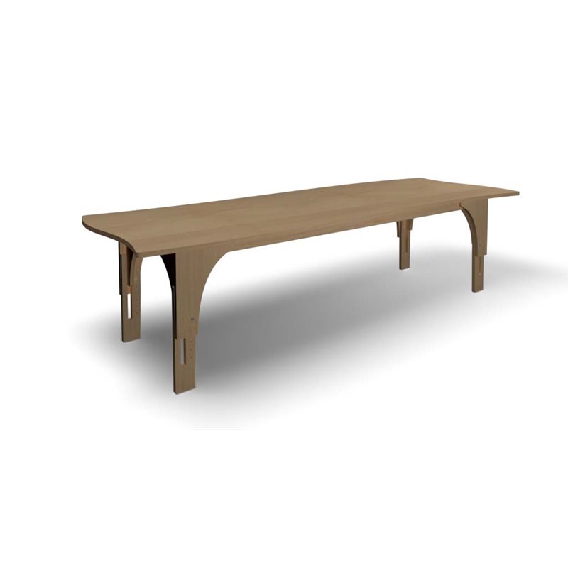 Natural Pod™ Reach - Table - Curved Sides - Adjustable Leg in Fusion Maple - 96"W x 36"D - M Legs