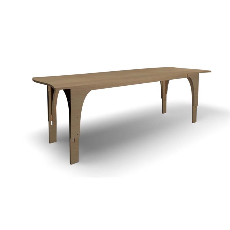 Natural Pod™ Reach - Table - Curved Sides - Adjustable Leg in Fusion Maple - 96"W x 36"D - L Legs