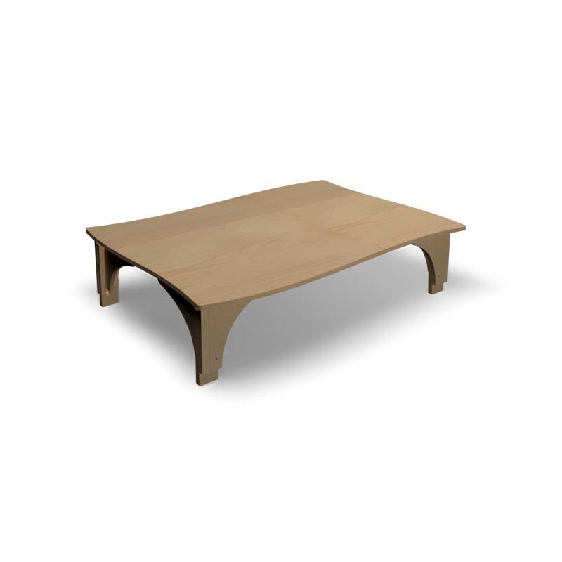 Natural Pod REACH-Table-Curved Sides-Adjustable Leg-Fusion Maple-60"Wx48"D-S Legs