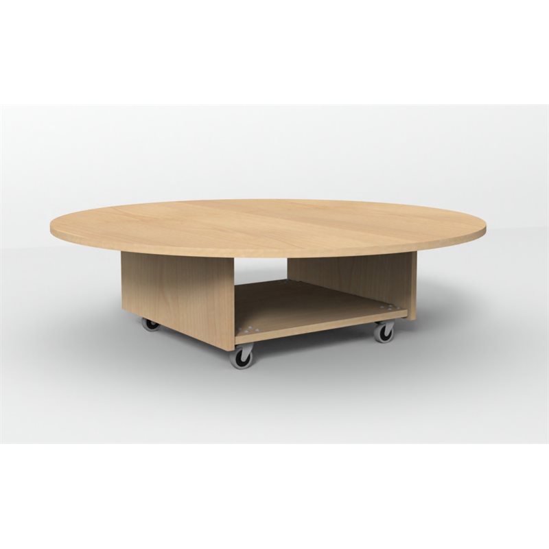 Natural Pod JOIN-Table-Circular-Storage Under-Fusion Maple-Castors-47" dia x 15" H