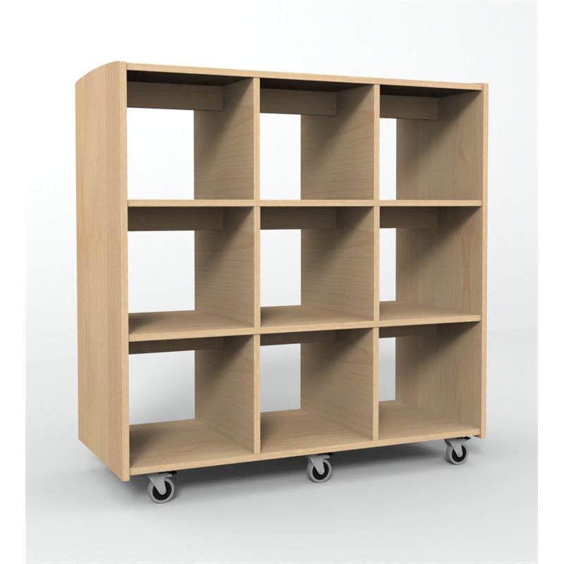 Rangement PACIFIC Cubby 9-3x3-Grille Naturelle-Roulettes-48"L x 22"P x 51"H Rangement PACIFIC Cubby 9-3x3-Grille Naturelle-Roulettes-48"L x 22"P x 51"H