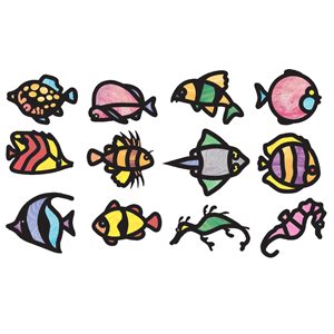 Tropical Fish Stained Glass Frames - Pack of 24