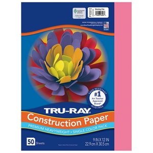Papier de construction au sulfite - 12" x 18" - Rose choquant - Caisse de 25