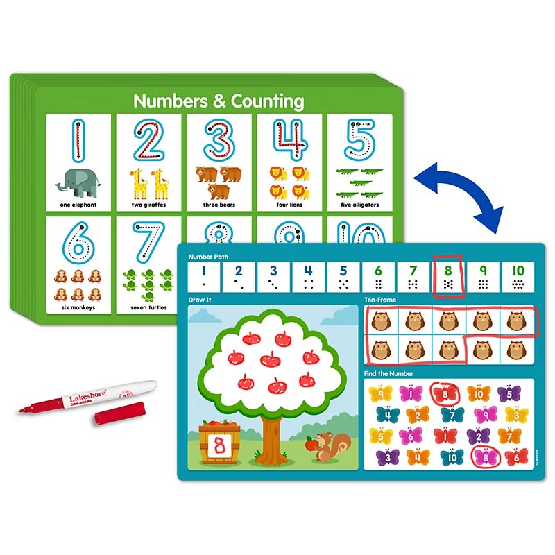 Numbers & Counting Write & Wipe Boards - Set of 10