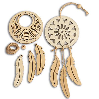 Kit attrape-rêves mandala en bois S&S® (paquet de 12) Kit attrape-rêves mandala en bois S&S® (paquet de 12)