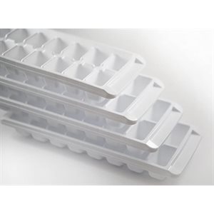 Ice Cube Tray, 16 Cube Trays - Pack of 4 - White