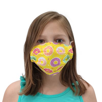  Youth Cotton Printed Face Mask with Ear Loops - Latex Free - Pack of 20