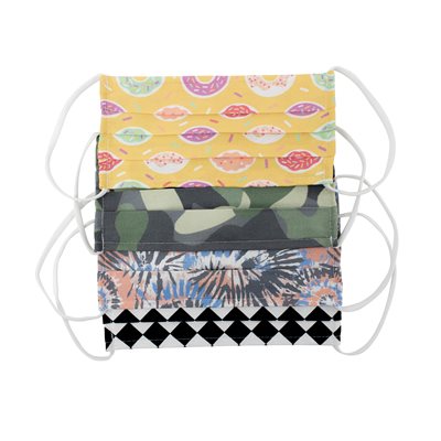  Youth Cotton Printed Face Mask with Ear Loops - Latex Free - Pack of 20
