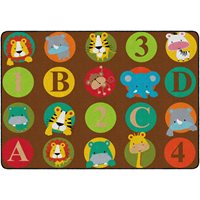 ABC & 123 Animals Rug - Dark Brown 6'x8'4"