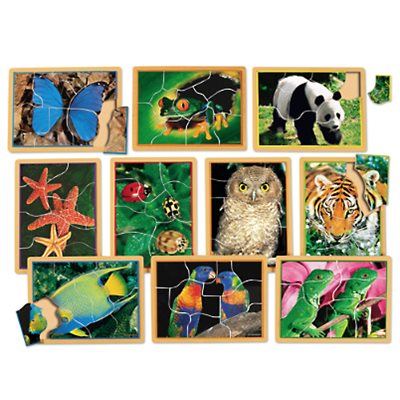 Ensemble de puzzle animaux de près