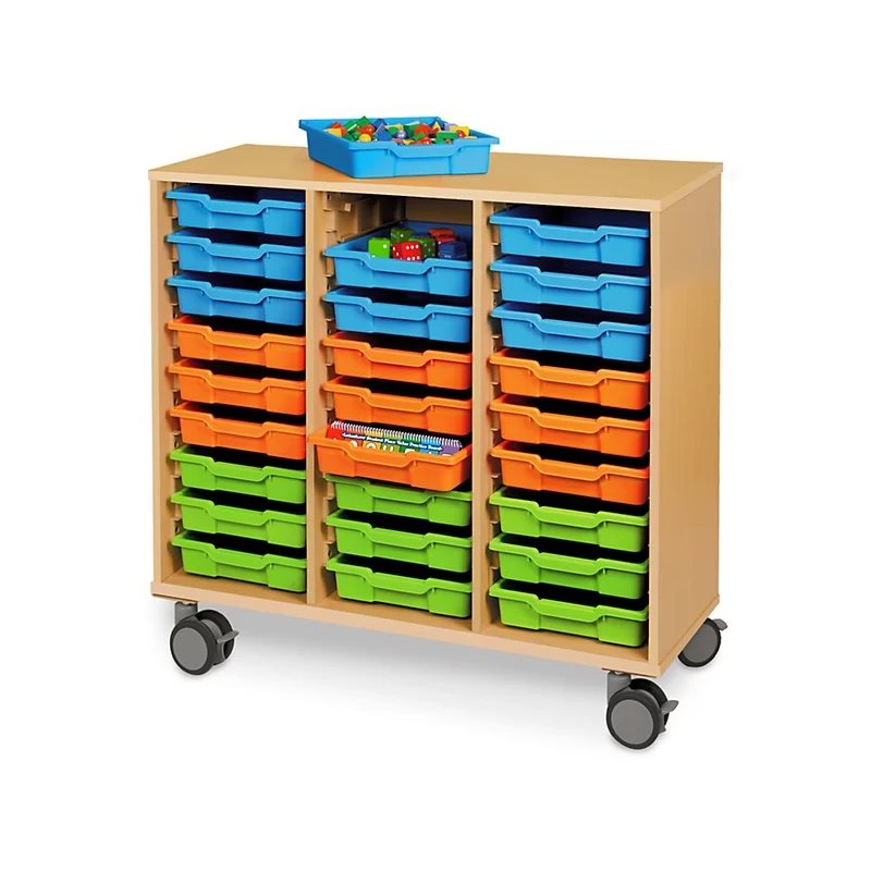 Flex-Space Centre de rangement mobile à 27 plateaux - Érable moderne