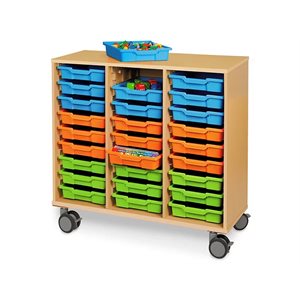 Flex-Space Centre de rangement mobile à 27 plateaux - Érable moderne
