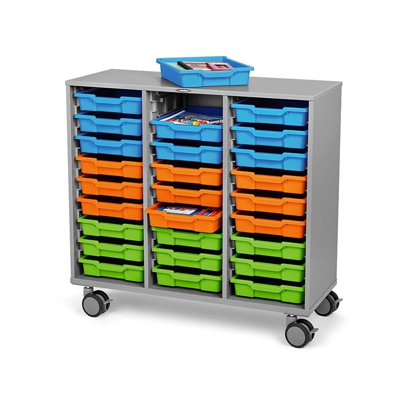 Centre de rangement Flex-Space Mobile à 27 plateaux - Gris moderne