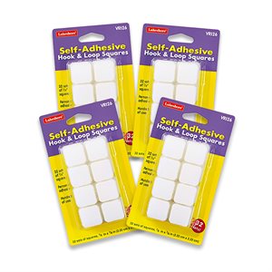 Self-Adhesive Hook & Loop Squares - 4 packs of 32
